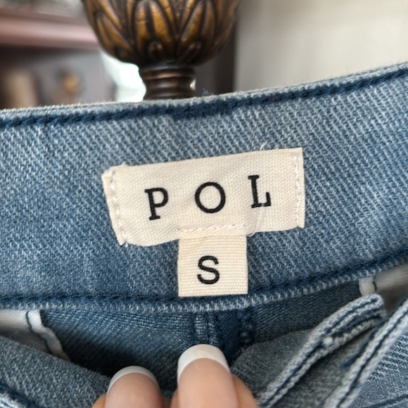 POL High Waist Stretch Blue Jeans Embroidered Black Floral Beaded Bell Bottoms - Picture 8 of 15